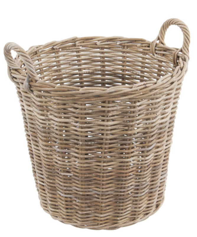Grey Ratten Round Log Basket