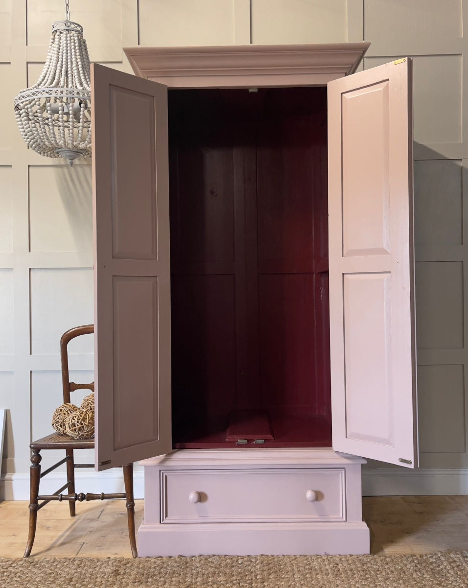 Pink Painted Pine Wardrobe