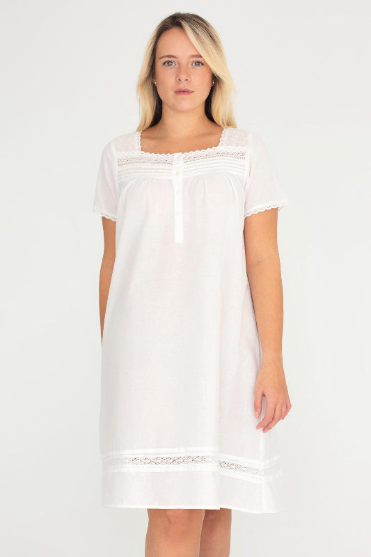 Dot and Lace Cotton Victorian Style Nightdress