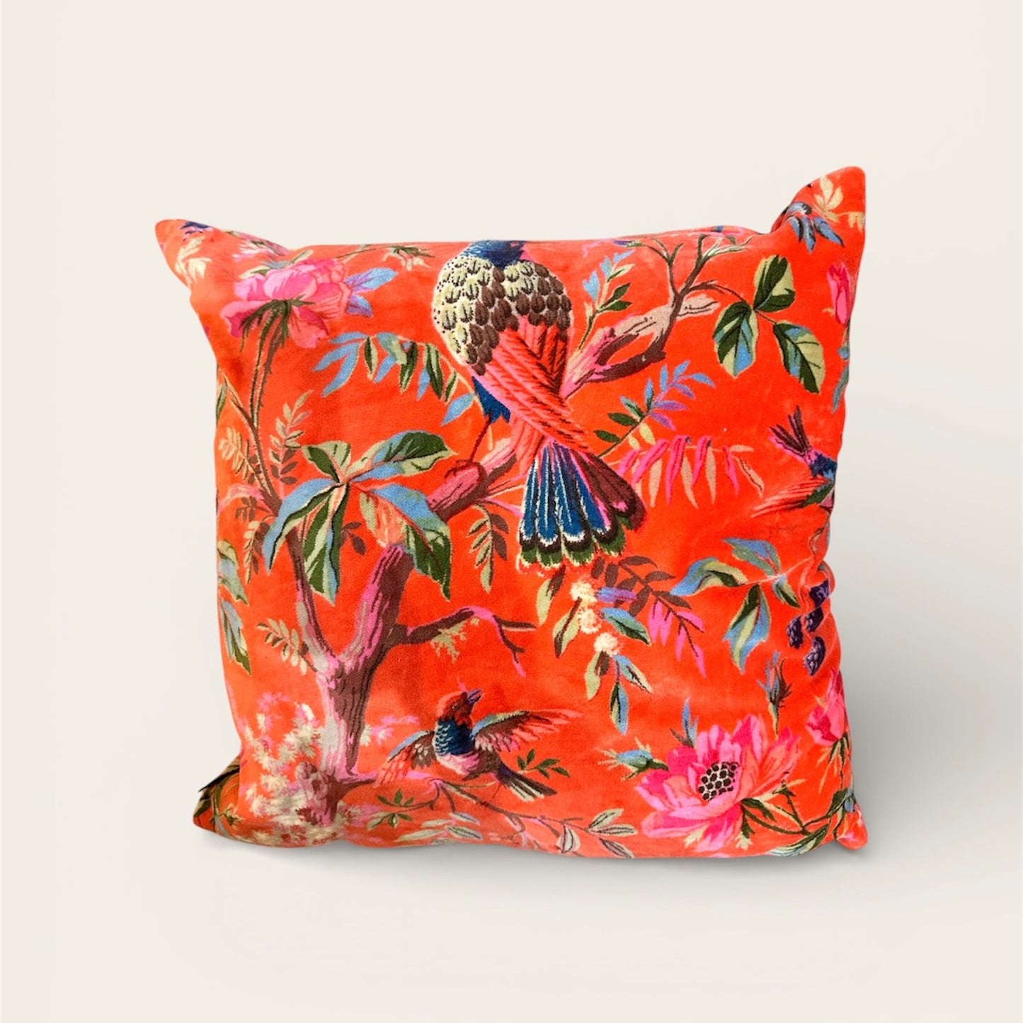 Orange Paradise Bird Cushion