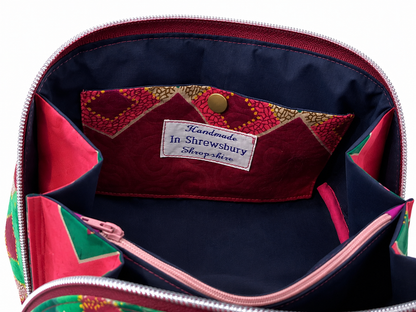 Bags by Luba – Handmade One-of-a-Kind Luxury Cosmetic Bag – Green & Pink