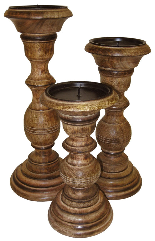 Mango Wood Set of 3 Candle Holders