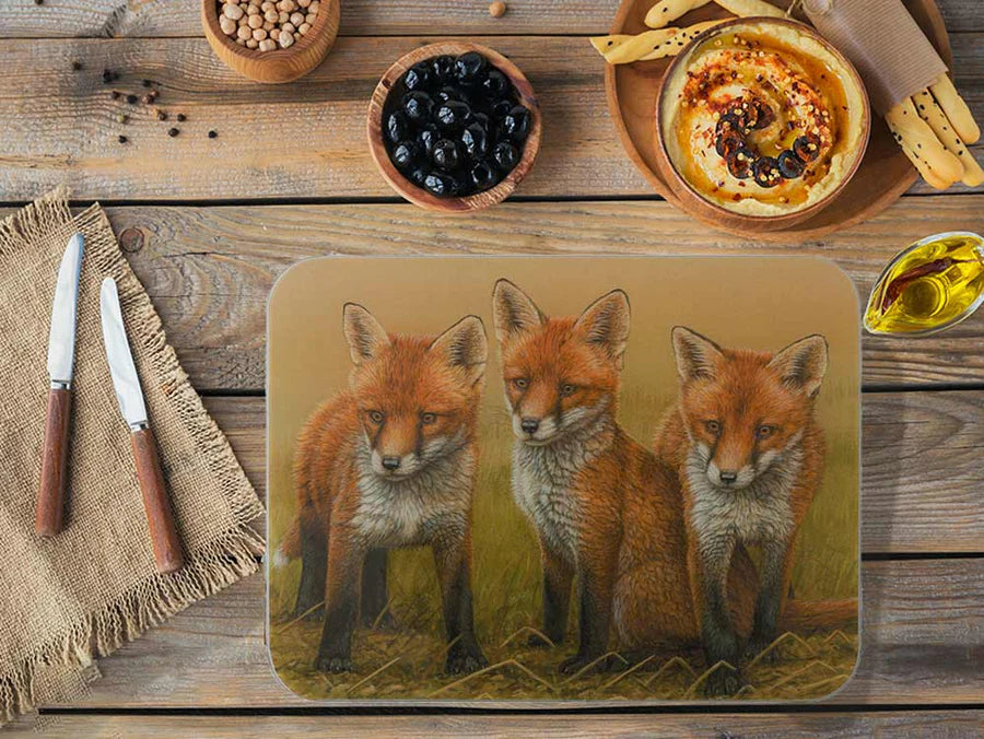 Three Fox Cubs Glass Worktop Saver | Luxury Chopping Board